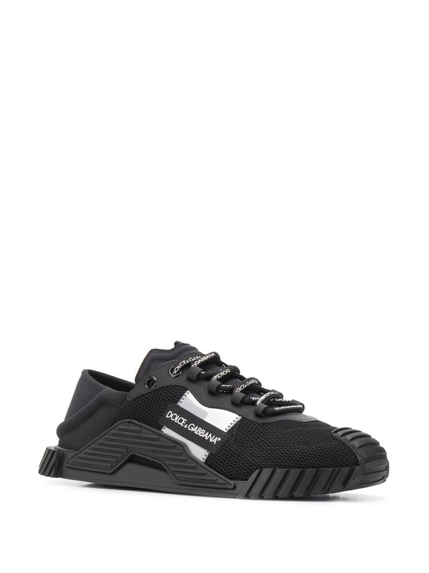 Dolce & Gabbana Sporty Black Sneakers With Rubberized Leather Accents