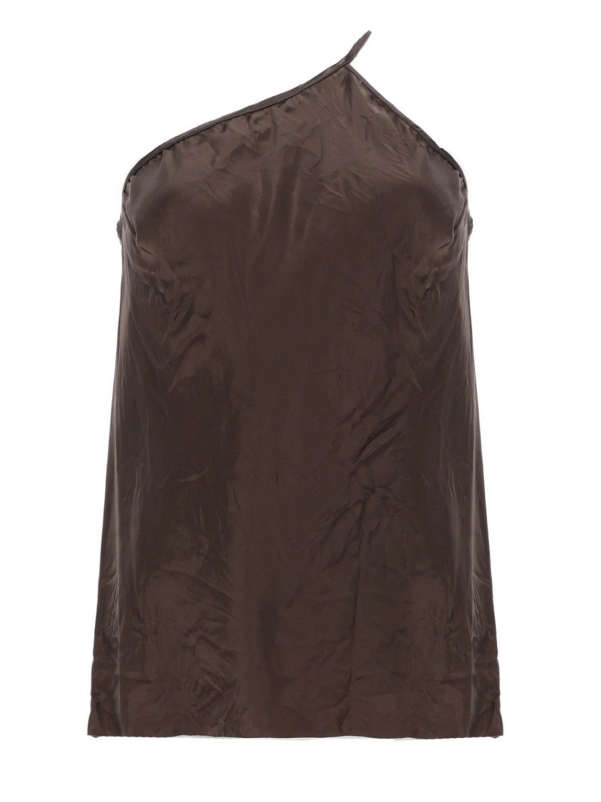 Rick Owens Sleeveless Asymmetrical Crinkled Cupro Top