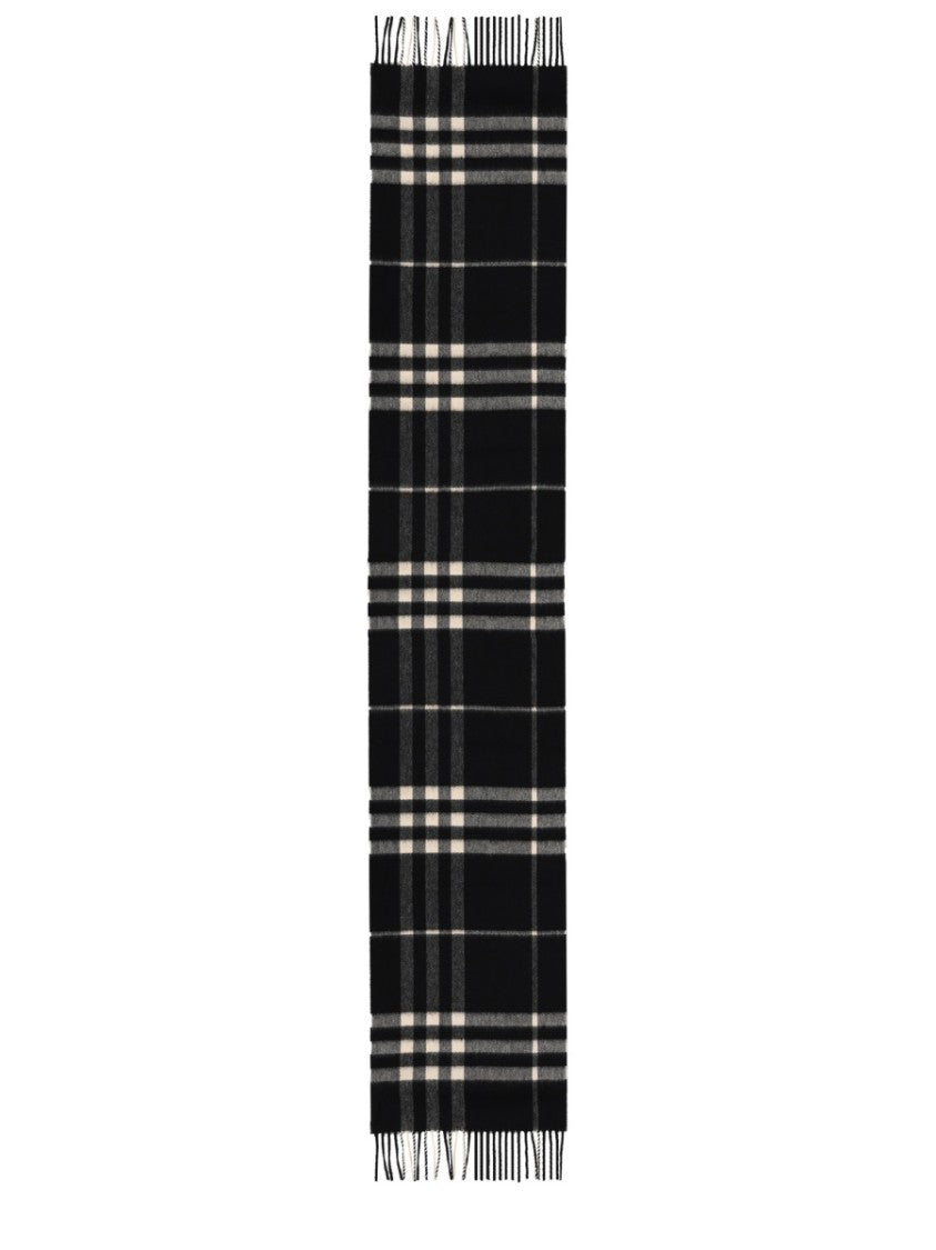 Burberry Cashmere Long Rectangular Fringed Scarf