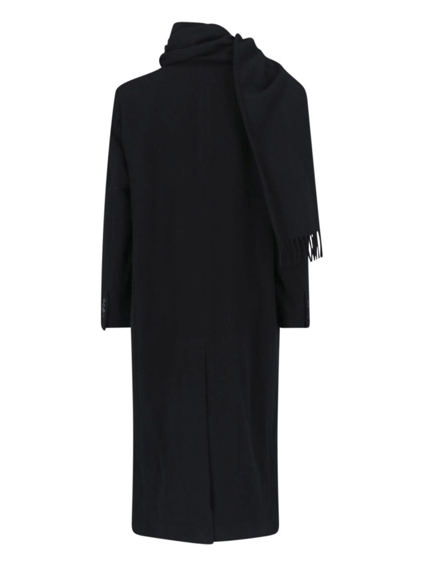 The Attico Long Black Coat With Tailored Fit