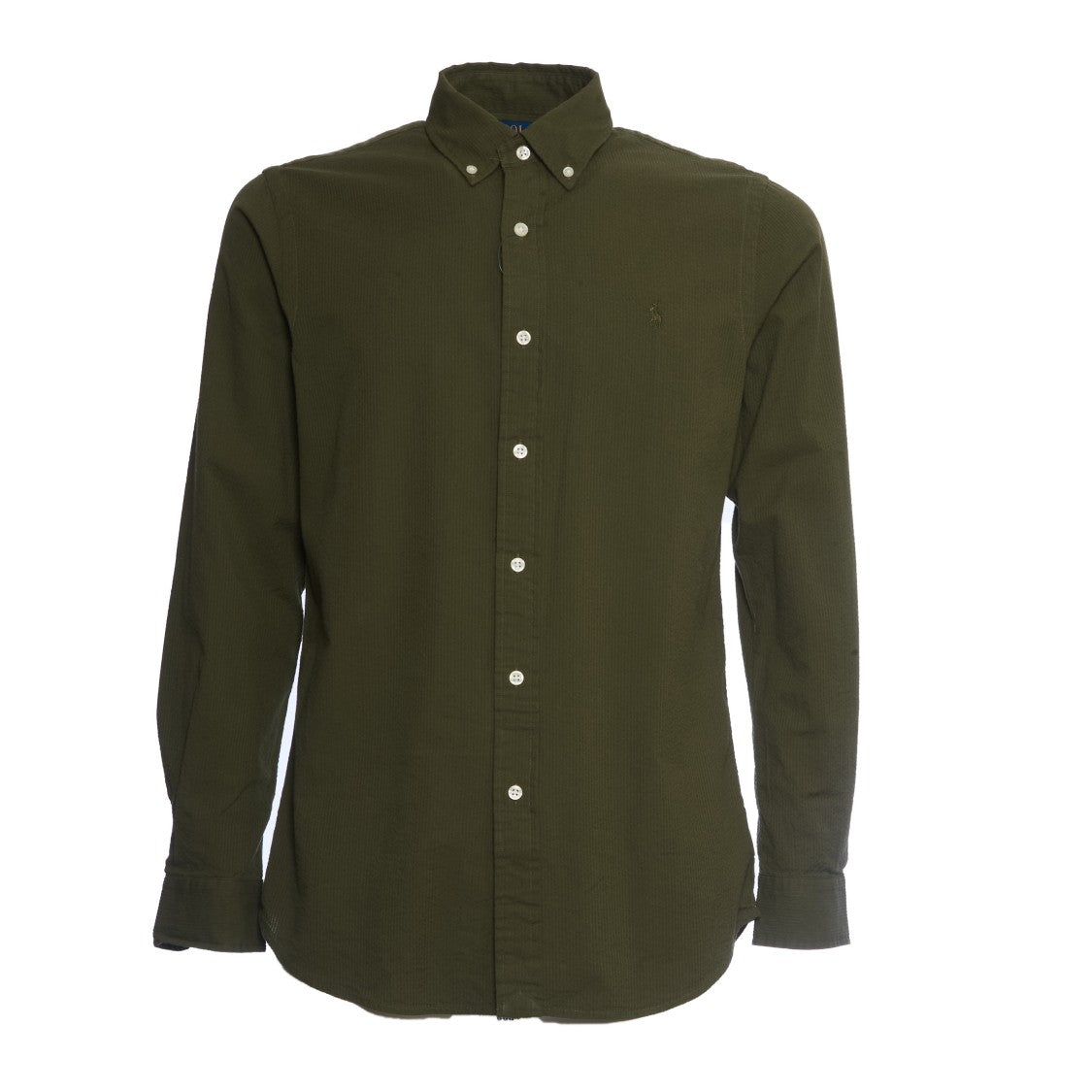 Polo Ralph Lauren Camicia In Seersucker Custom-Fit New Olive