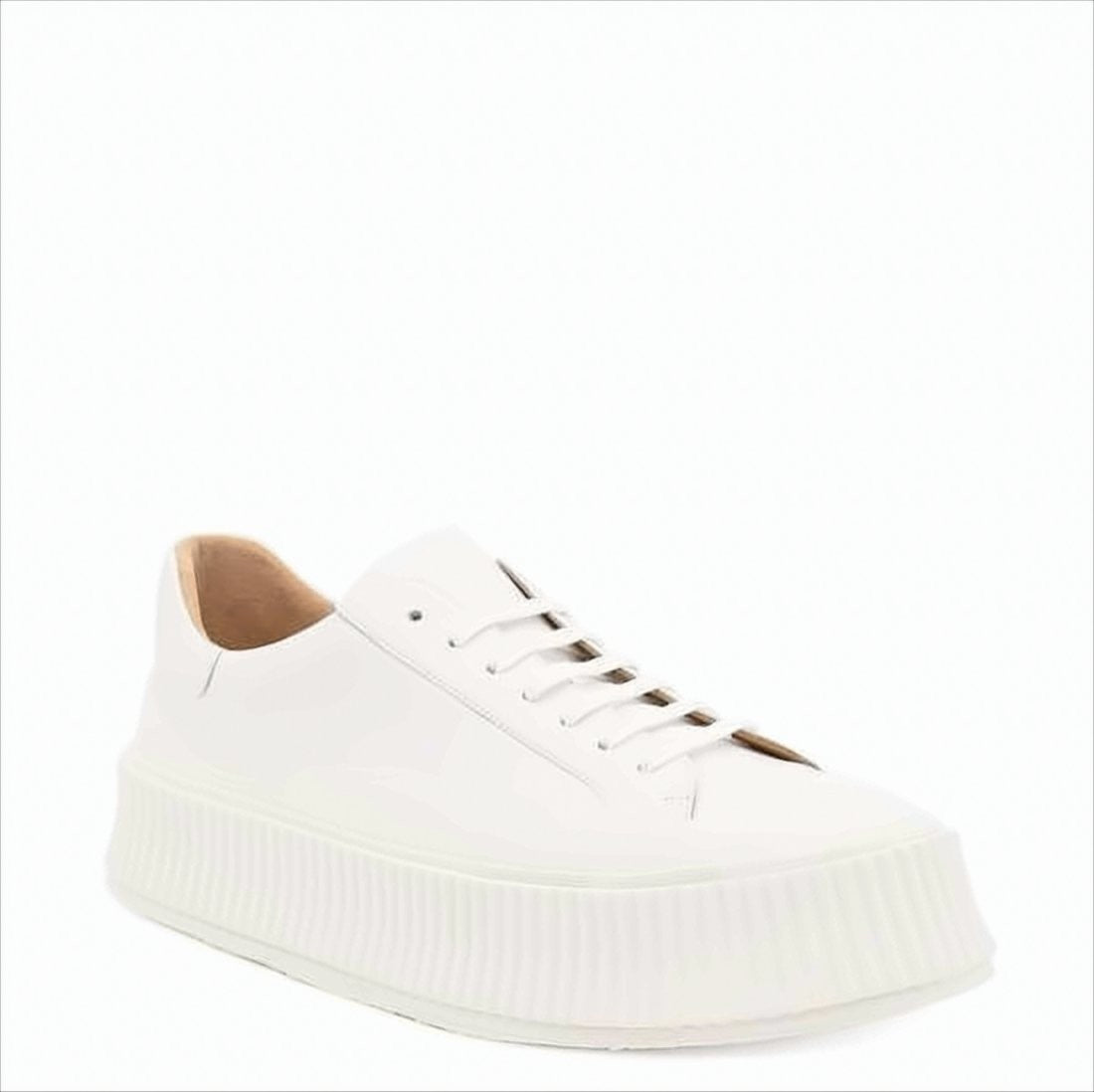 Jil Sander Minimalist White Calf Leather Sneakers