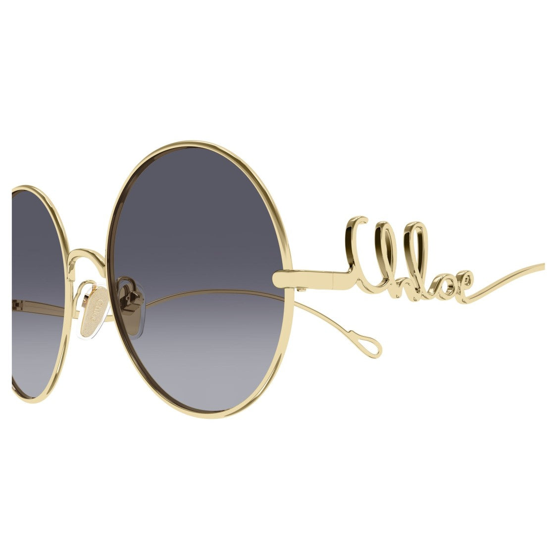 Chloé Round Gradient Tint Sunglasses With Gold-Metal Frames