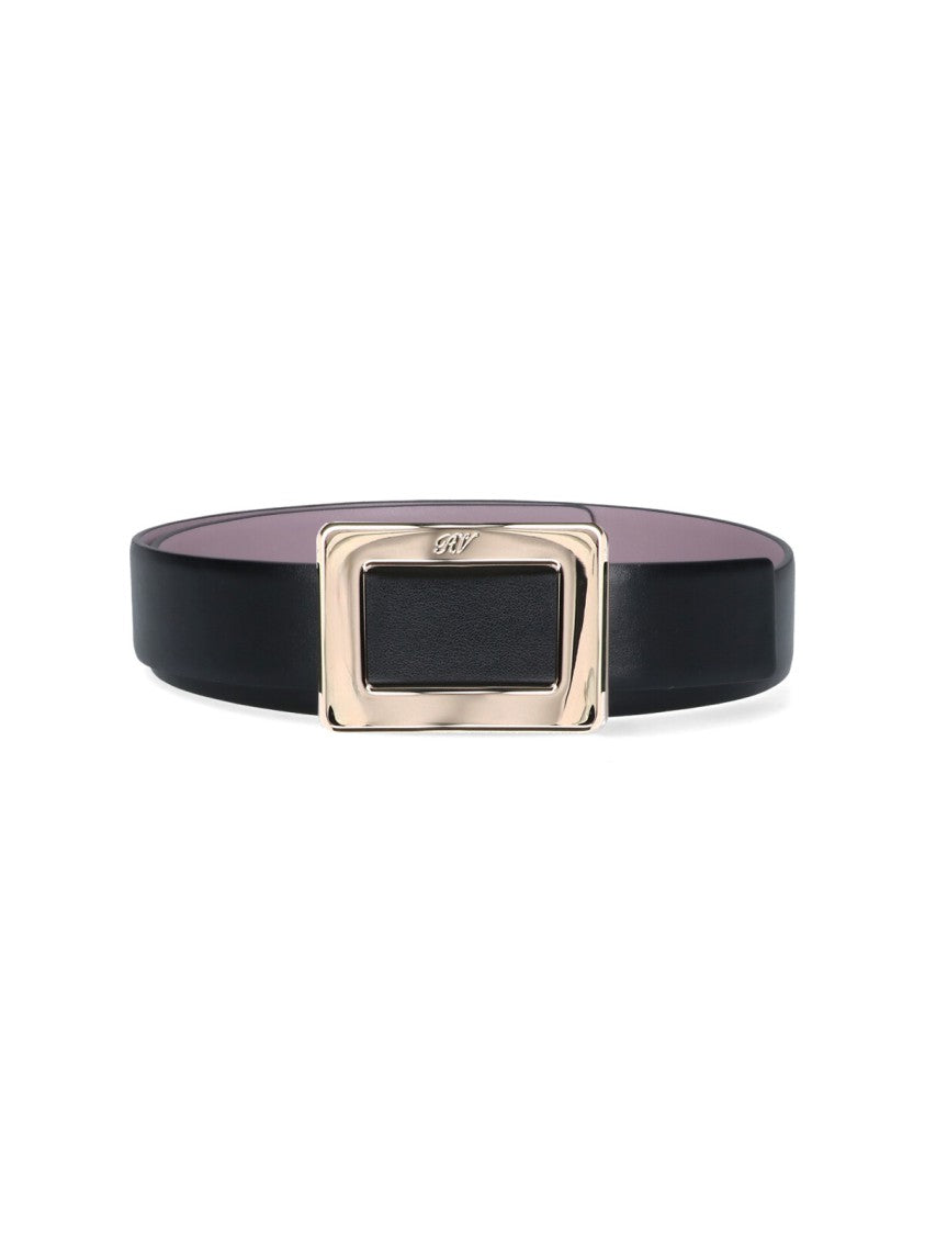 Roger Vivier Reversible Leather Belt With Polished Engraved Buckle