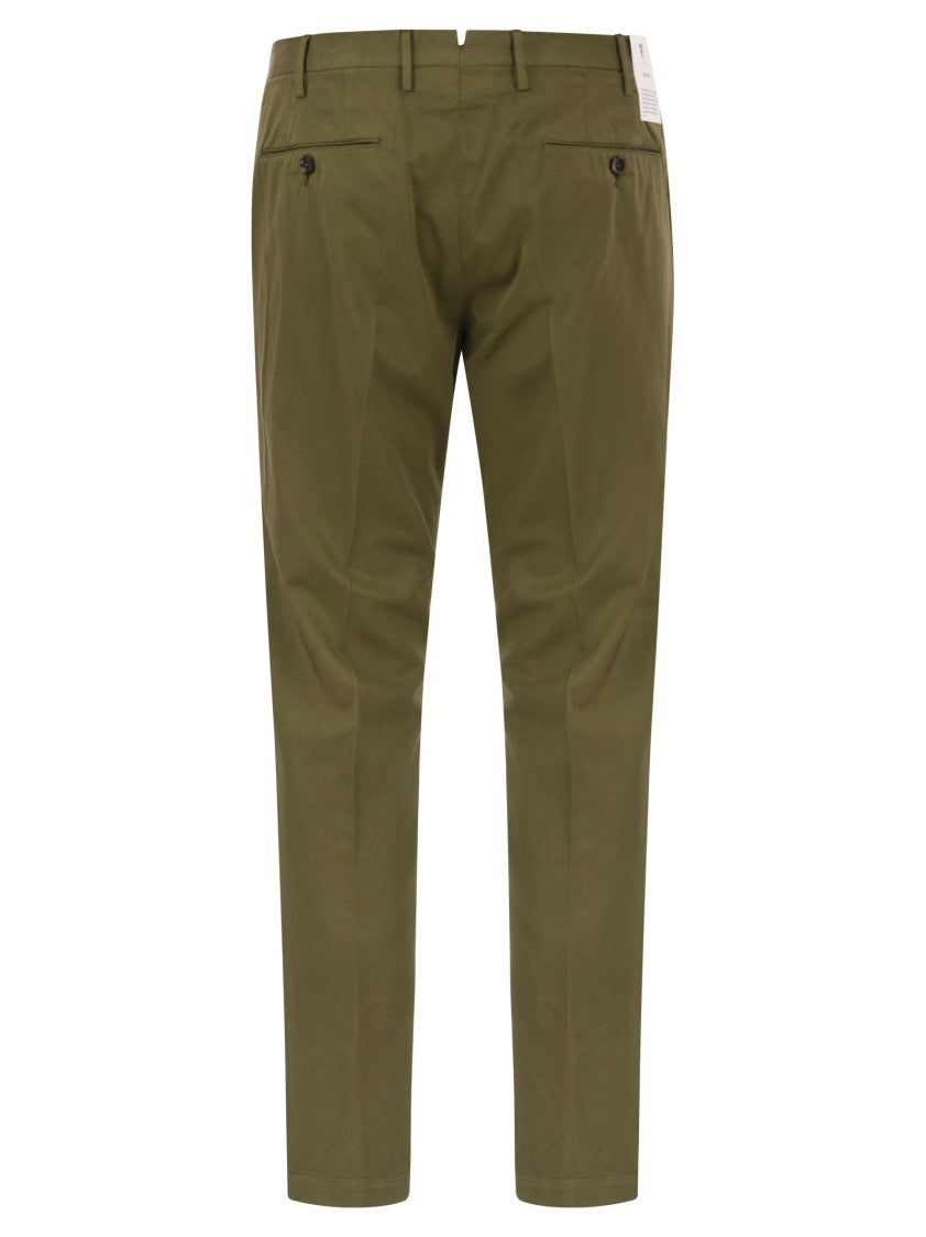 Pt Torino Skinny Trousers In Cotton And Silk