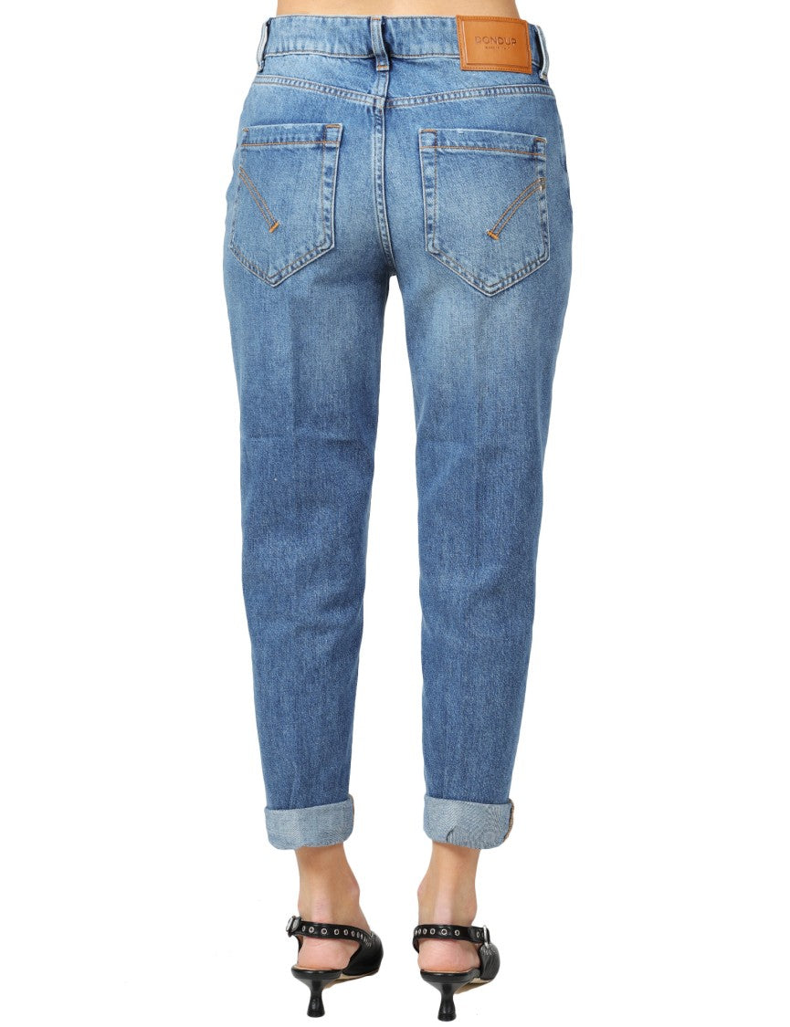 Dondup Mid-Rise Jeans With Metallic Buttons And Rolled Cuffs