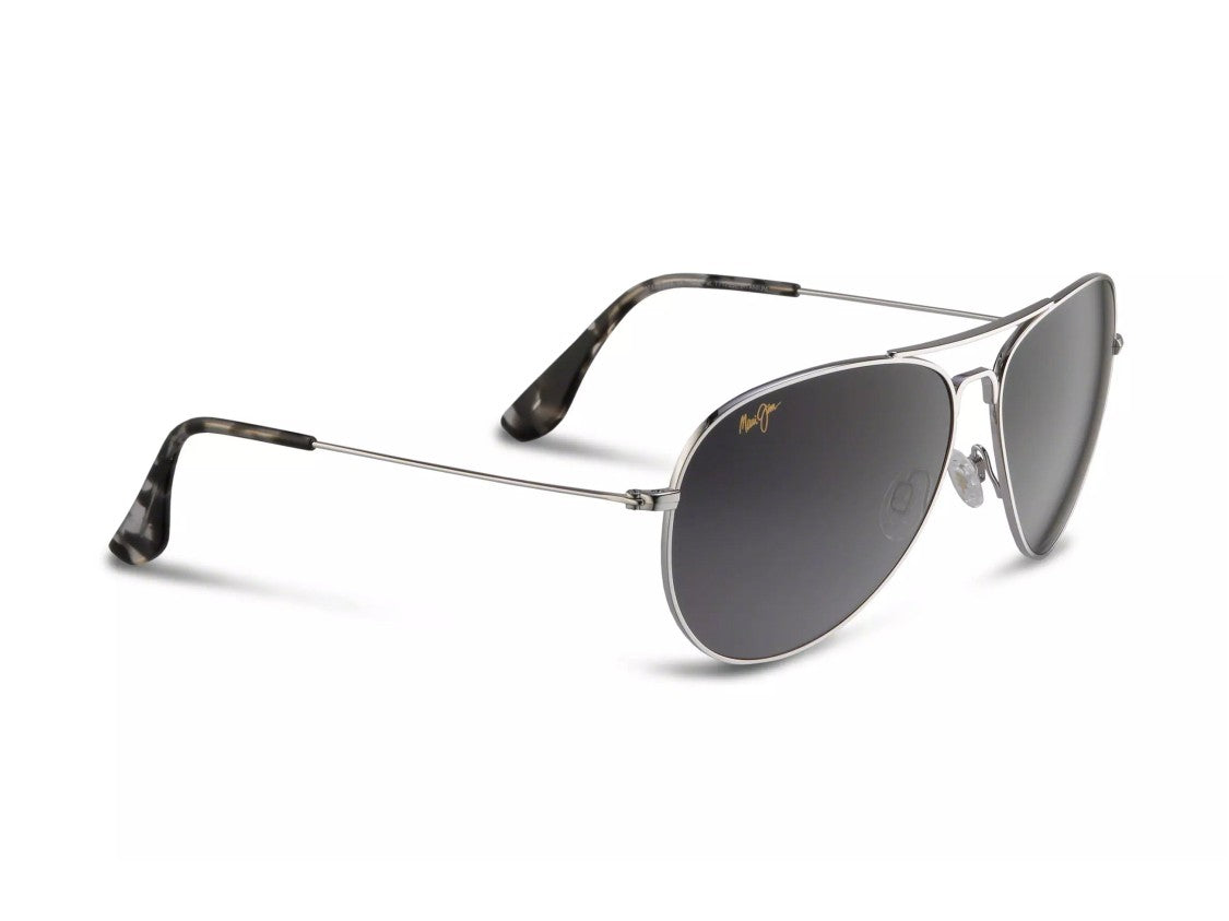 Maui Jim Silver Mj0264s Metal Aviator Sunglasses