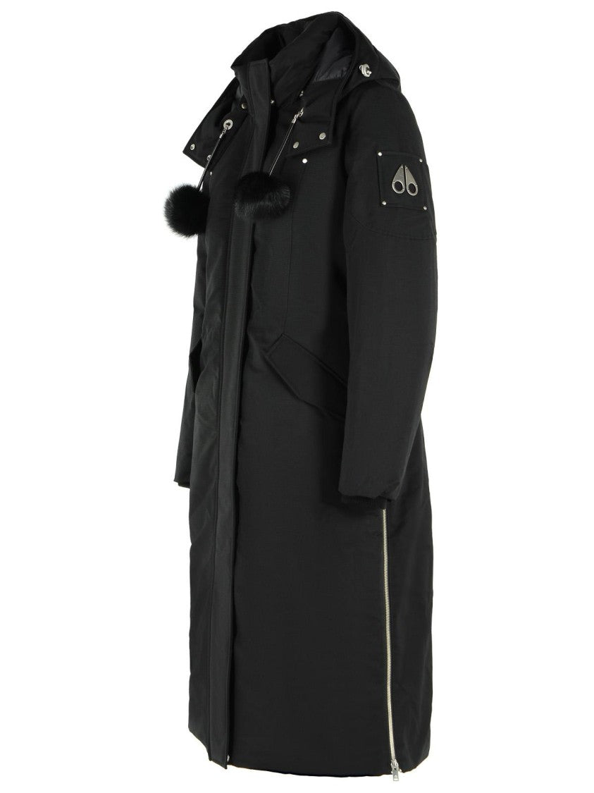 Moose Knuckles 'Original Stirling' Long Parka In Black Cotton Blend