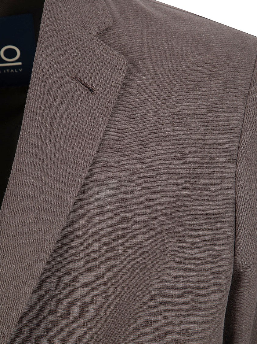 Herno Tailored Linen-Cotton Blend Jacket With Notch Lapel