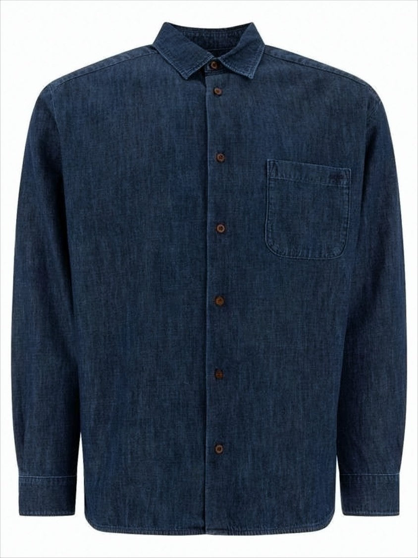 A.P.C. Textured Indigo Denim Shirt