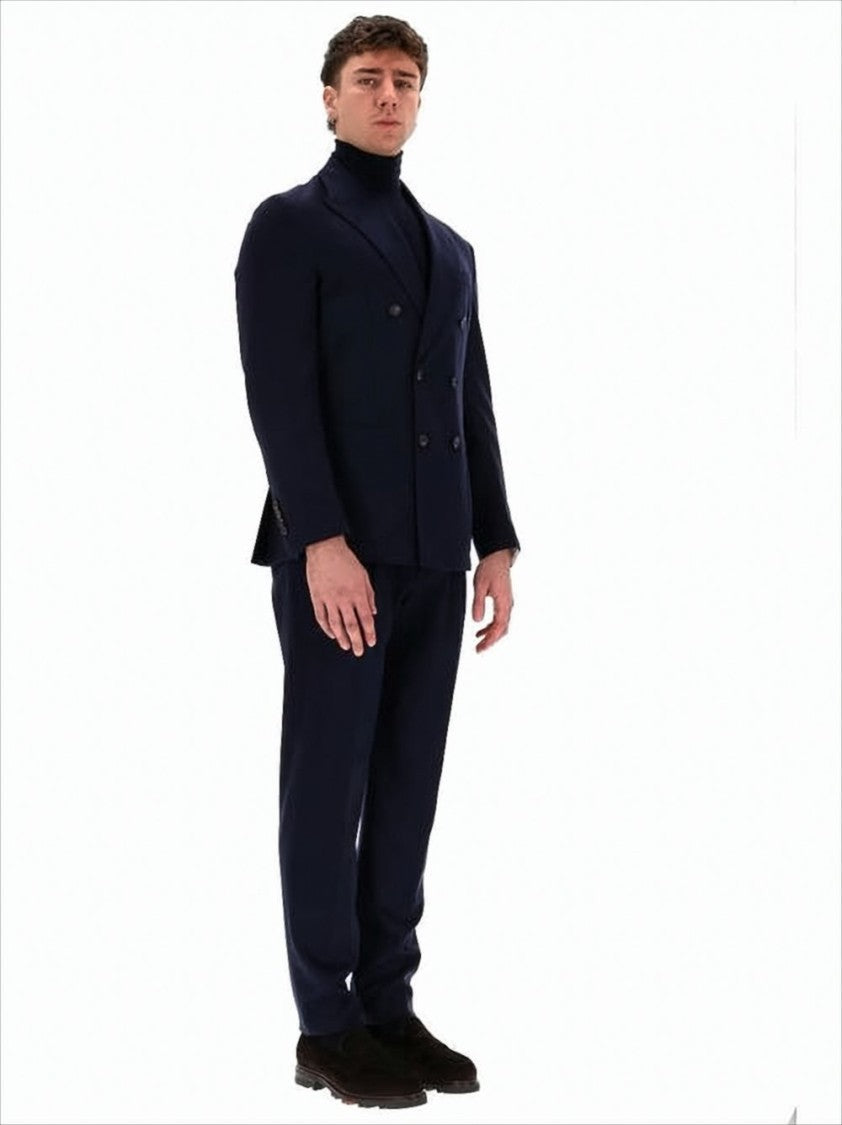Eleventy Double-Breasted Wool-Cashmere Jersey Suit
