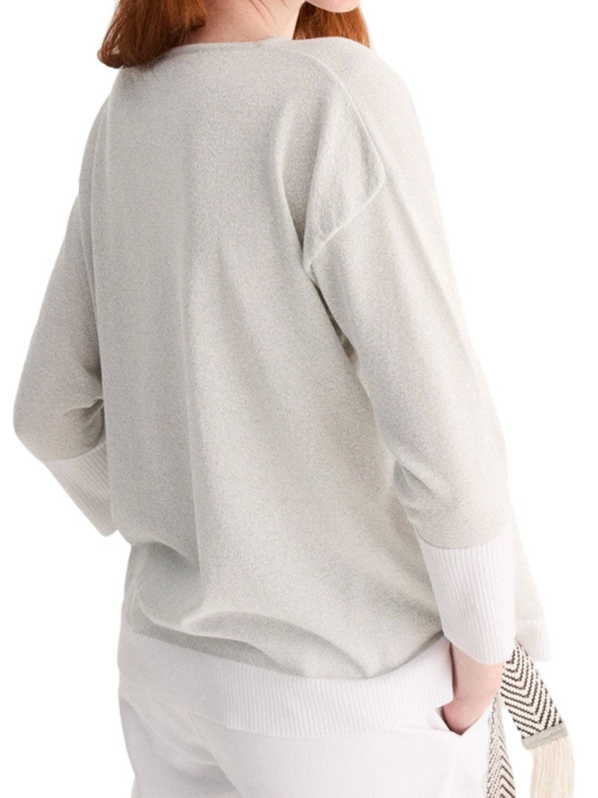 Biancalancia Loose-Fitting Long-Sleeved Ribbed Detail Top