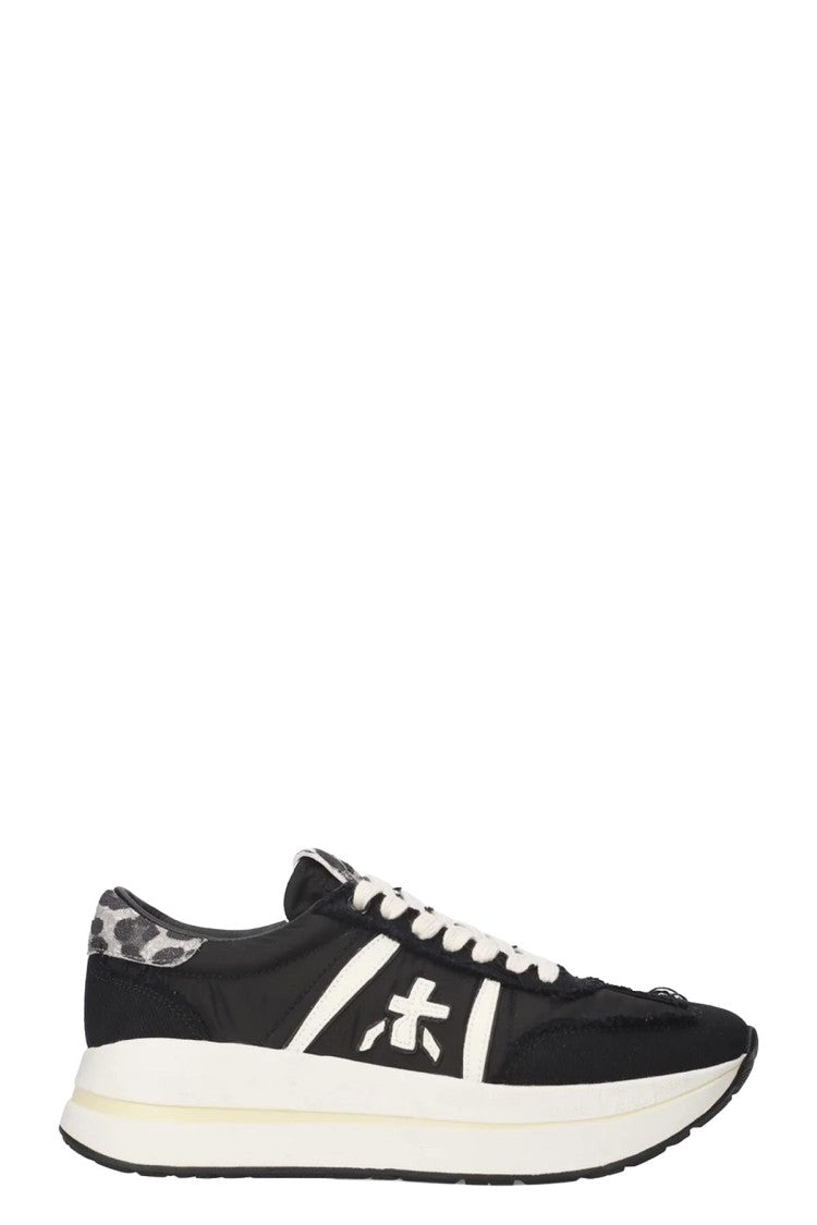 Premiata Black Leopard-Trim Chunky Sneaker