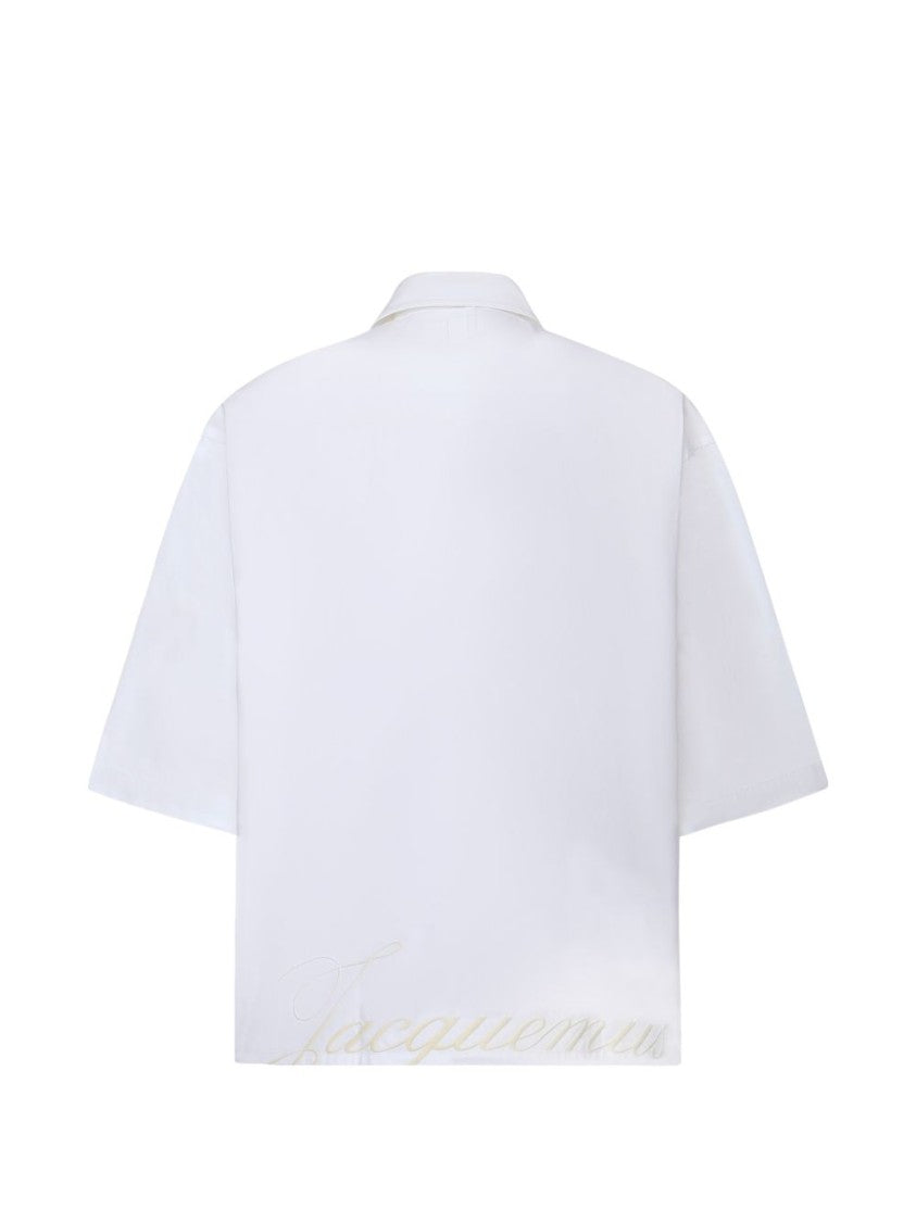 Jacquemus Boxy Cropped White Shirt With Pointed Collar