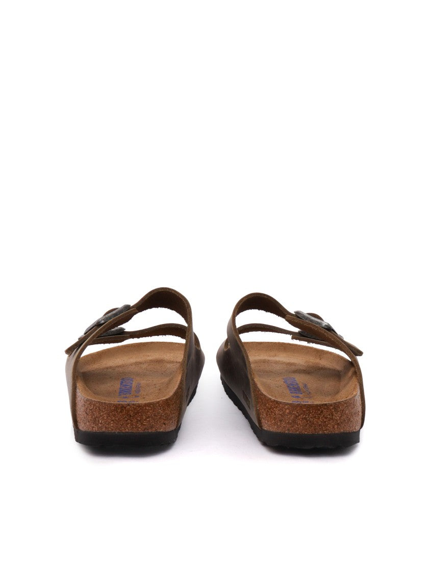 Birkenstock Khaki Arizona Oiled Leather Slide Sandal