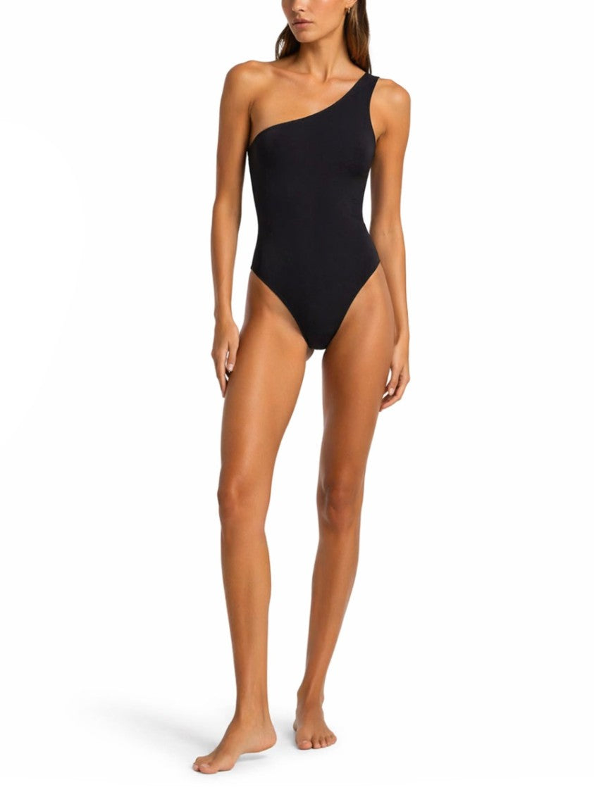 Lido Asymmetrical Black One-Piece Swimsuit