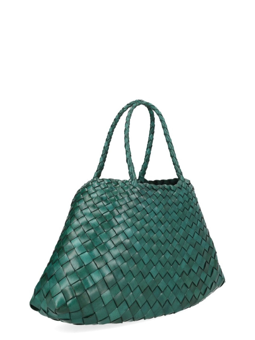 Dragon Diffusion Green Santa Croce Woven Leather Handbag