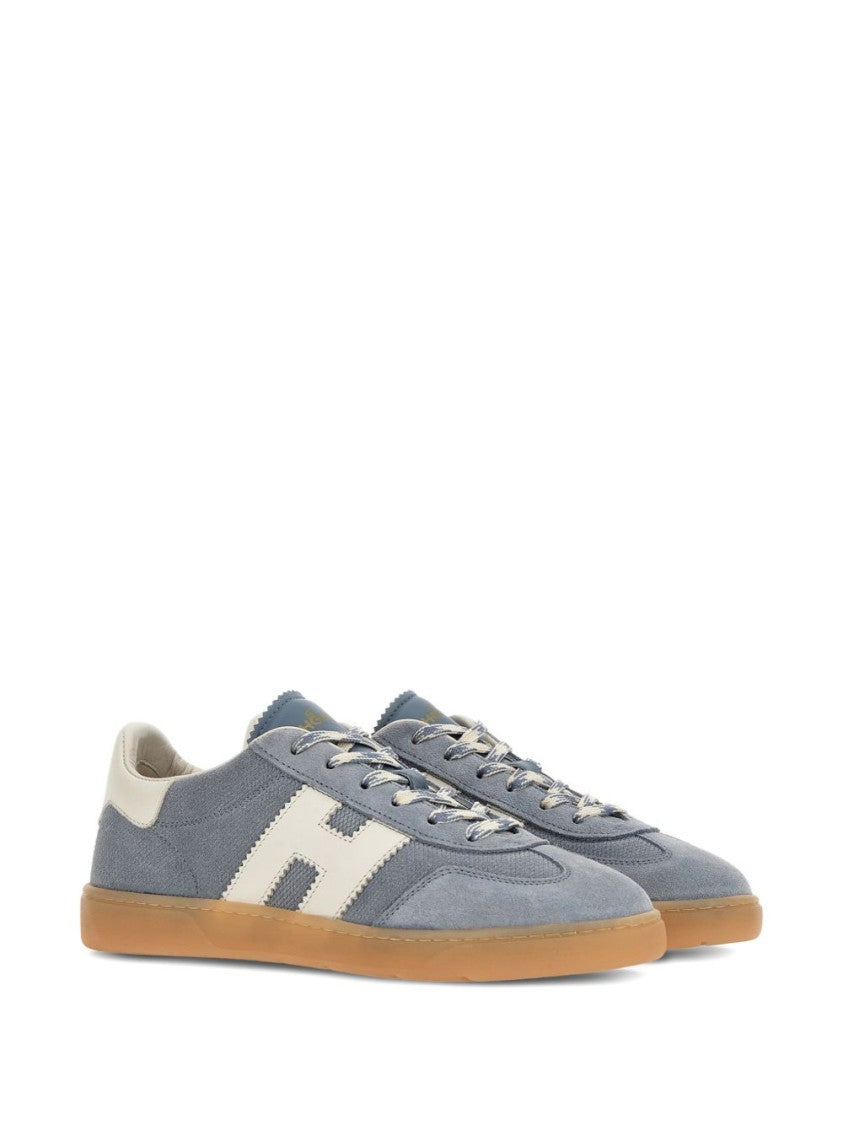 Hogan Lace-Up Suede Flats With Logo Accent And Gum Sole