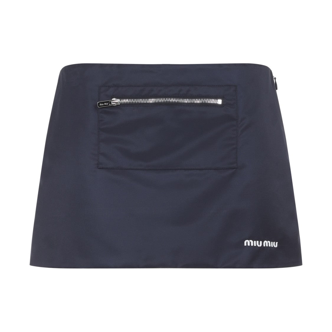 Miu Miu Minimalist Blue Mini Skirt With Zipper Pocket