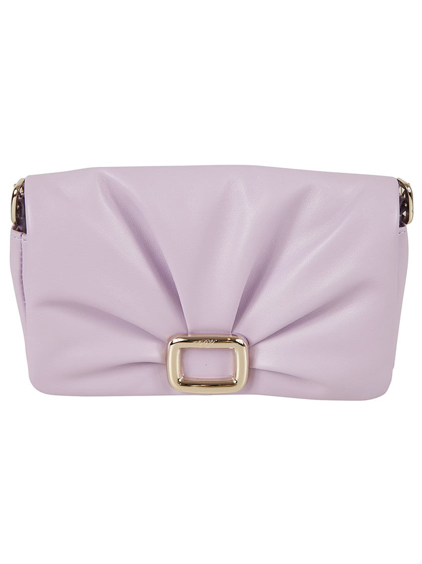 Roger Vivier Pleated Calfskin Handbag With Square Buckle Detail