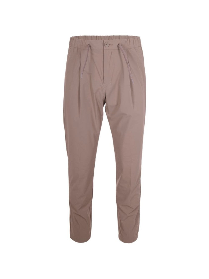 Herno Beige Trousers With Tapered Leg And Elastic Waistband