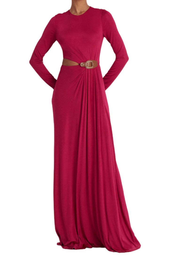 Lauren Ralph Lauren Floor-Length Red Dress With Cutout Waist