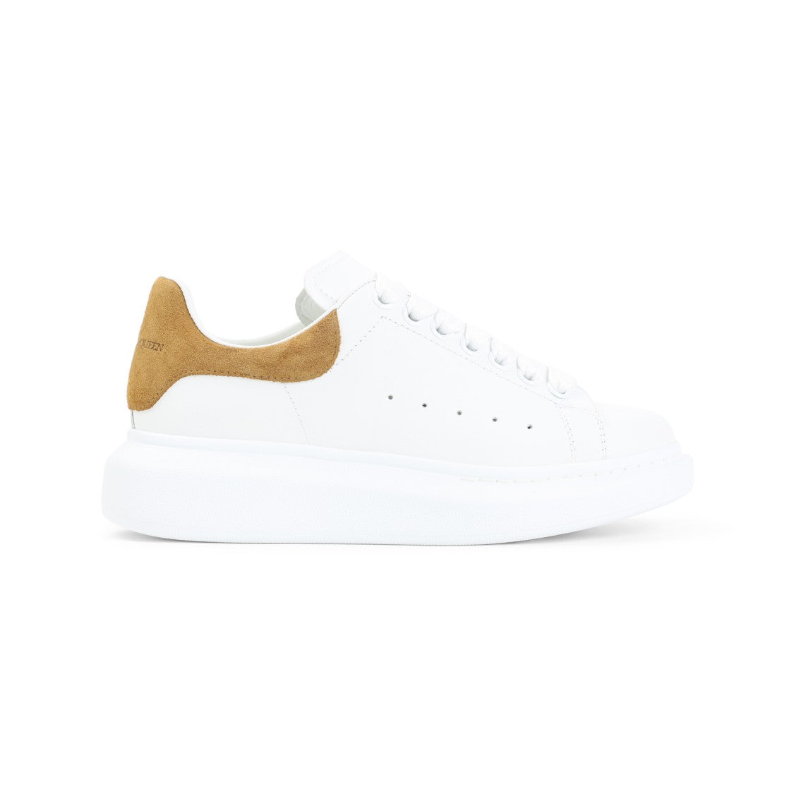 Alexander Mcqueen Sole White Sneakers With Tan Suede Tab
