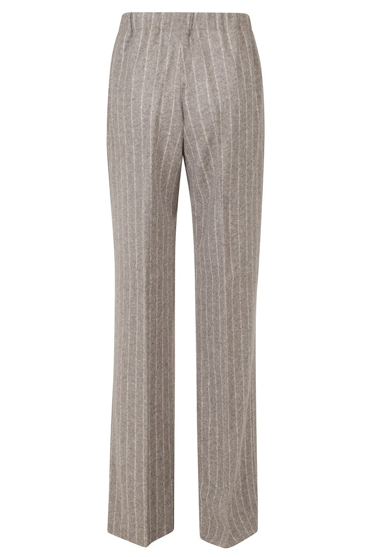 Seventy Mud Elastic Waistband Striped Virgin Wool-Blend Pants