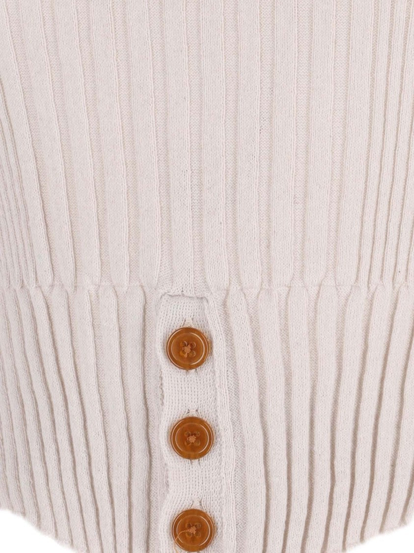 Vivienne Westwood Ribbed Beige Crop Cardigan