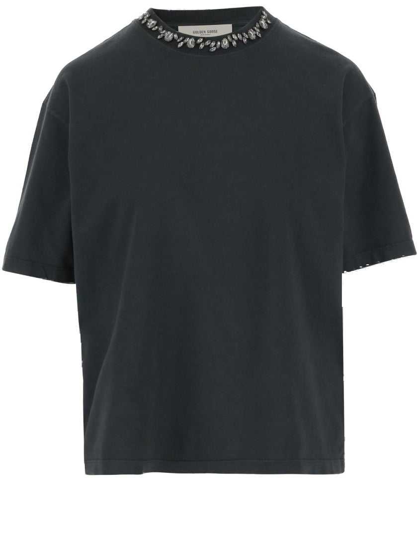 Golden Goose Cotton T-Shirt With Crystals
