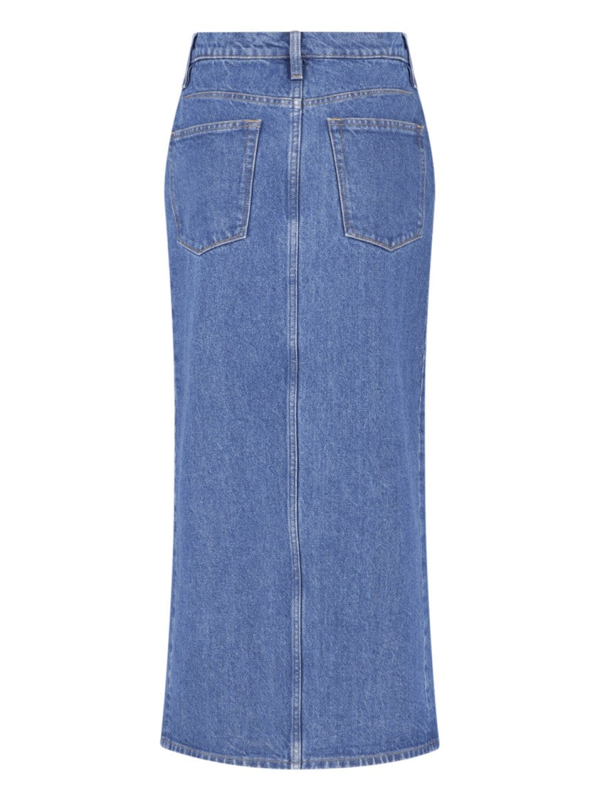 Jil Sander Blue Midi Front Slit Denim Skirt