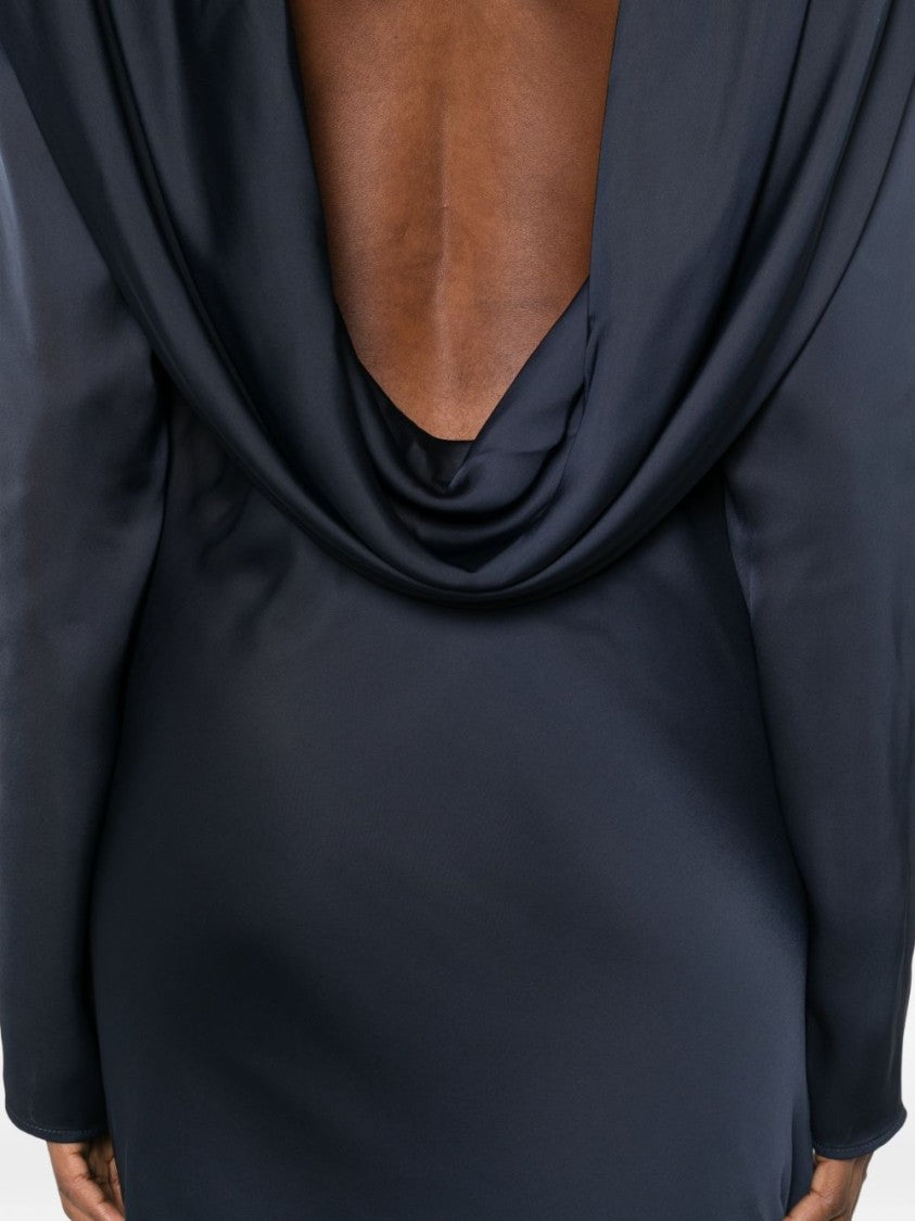 Rotate Draped Open-Back Maxi Dress With Cowl Neck