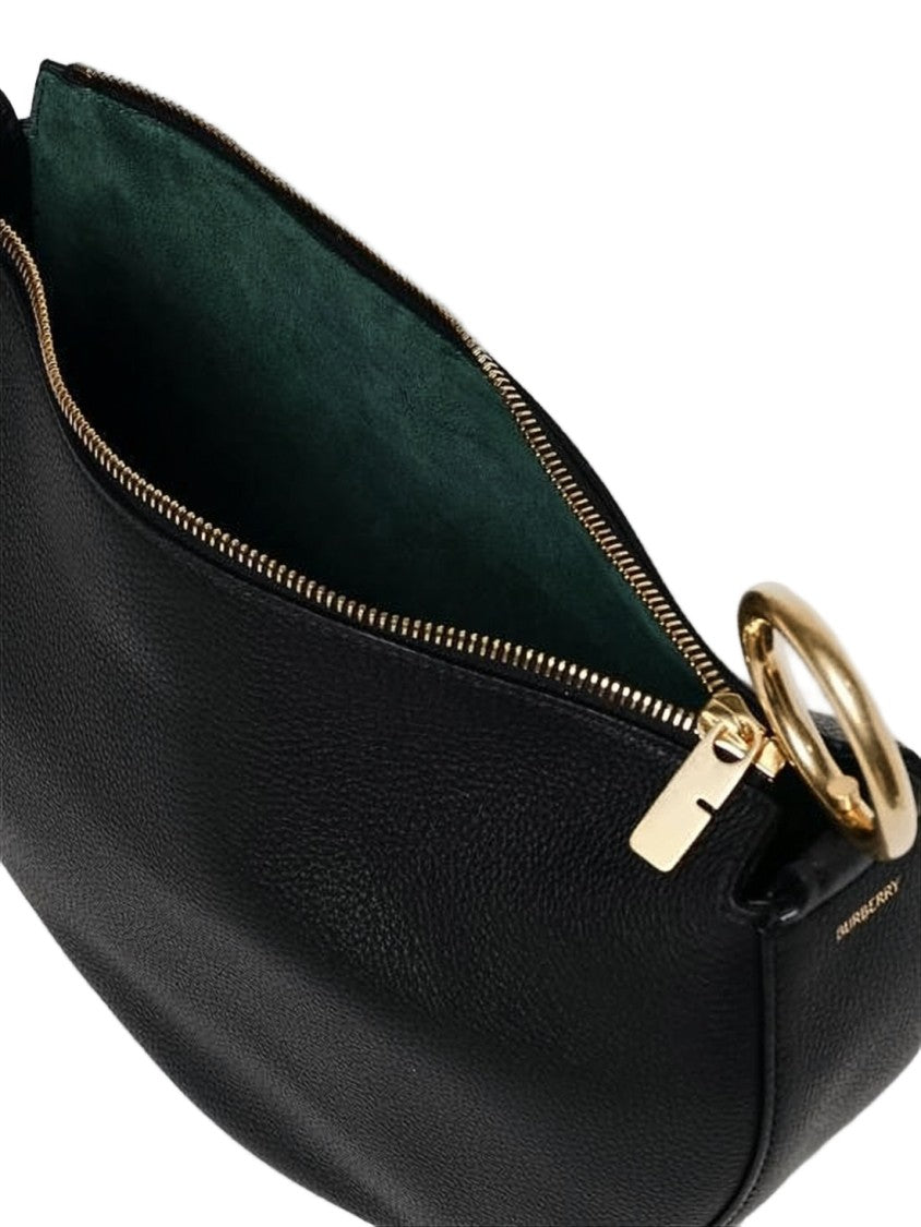 Burberry Crescent-Shaped Black Calf Leather Tote Bag