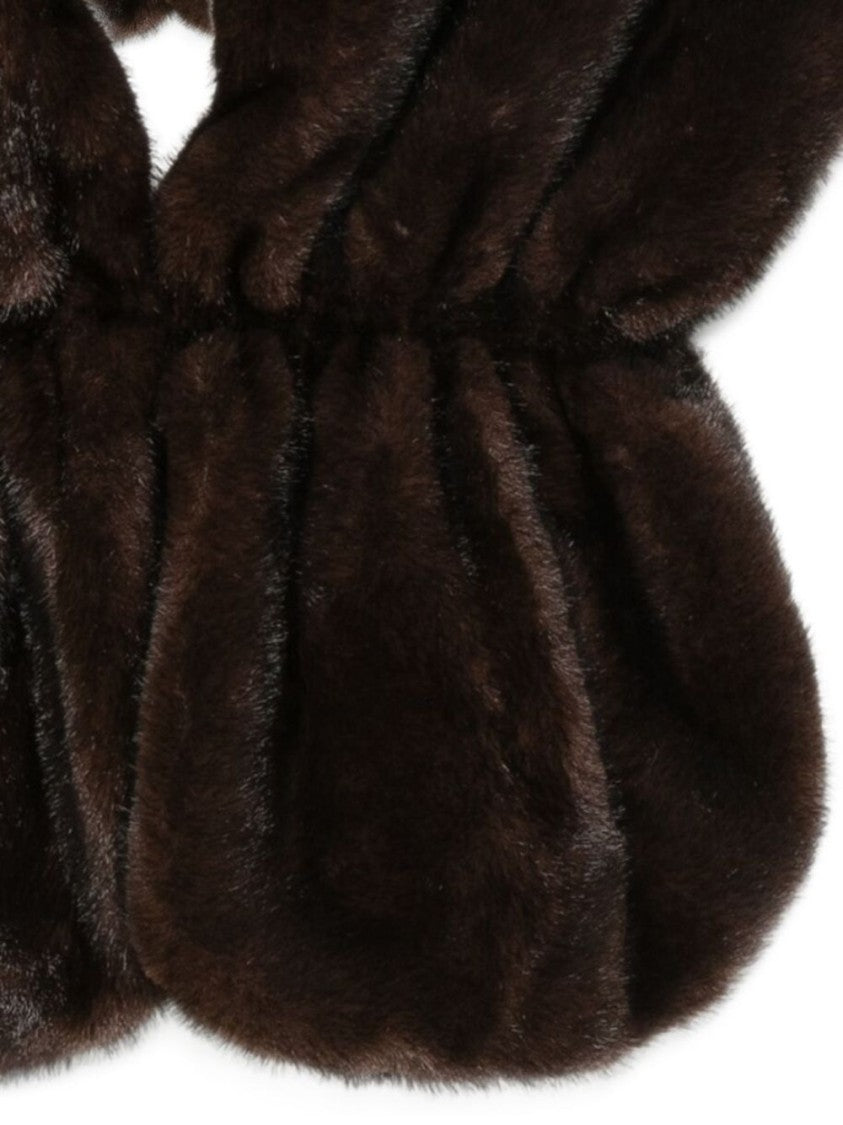 Betta Corradi Brown Faux Fur Coat With Gathered Waist