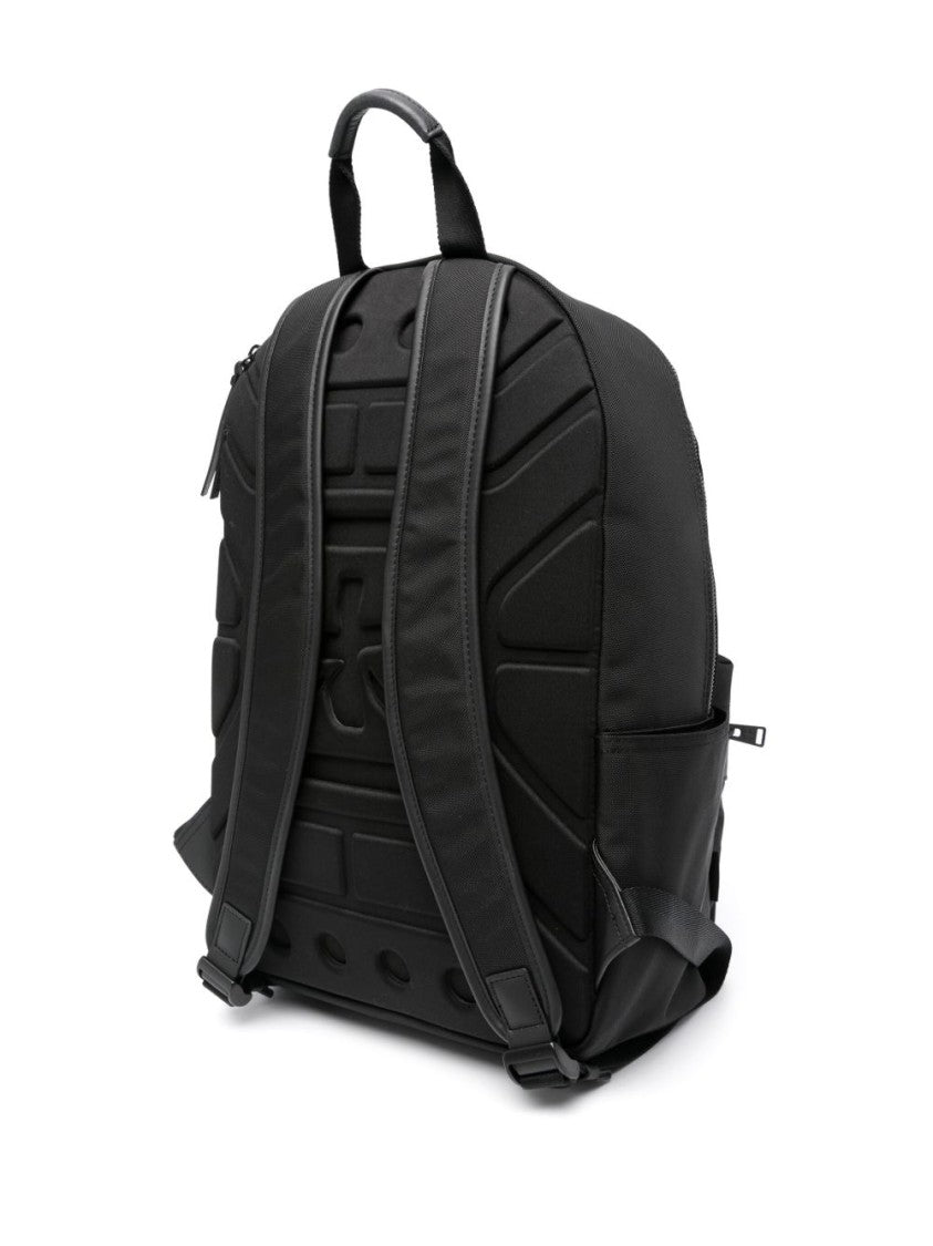 Premiata Minimalist Black Backpack With Padded Straps And Leather Trim