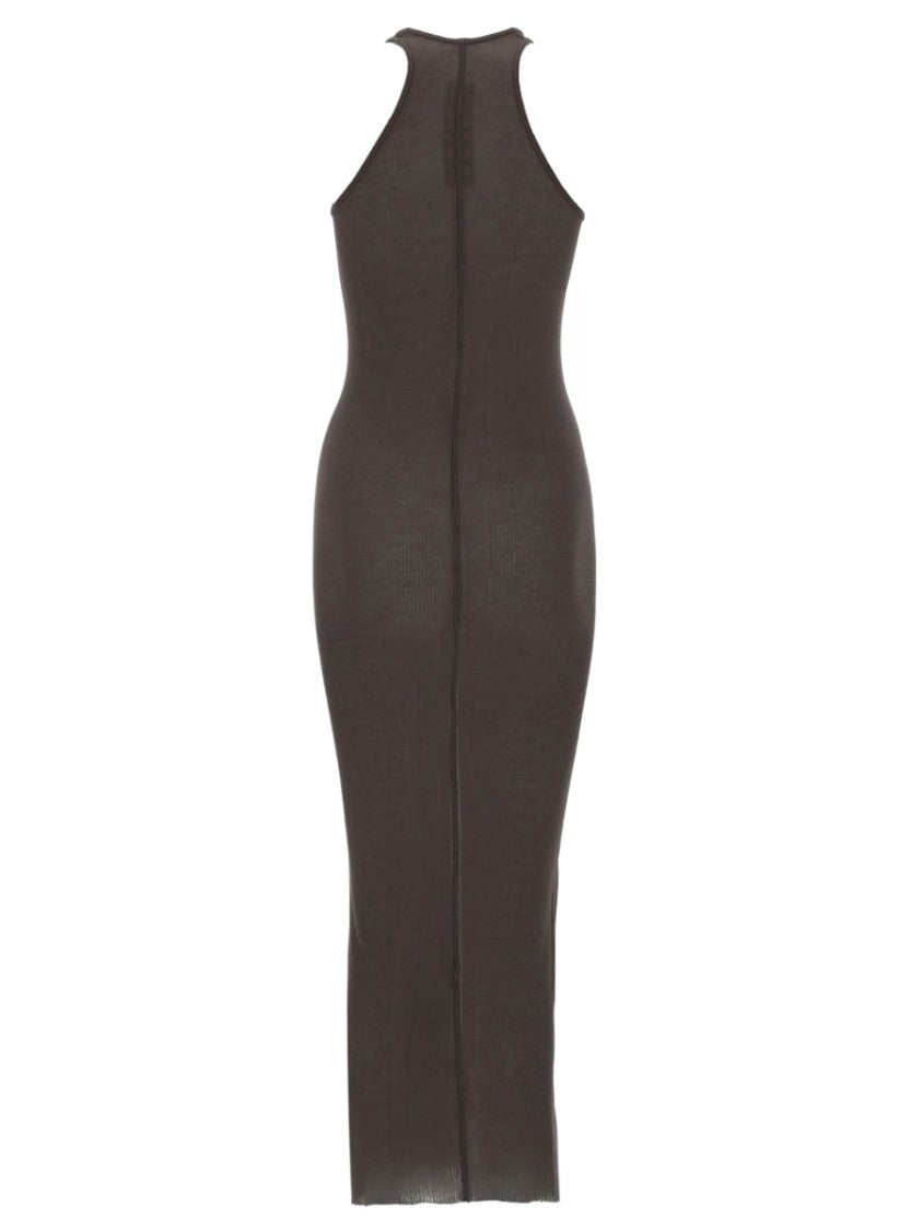 Rick Owens Neutrals Form-Fitting Viscose-Silk Midi Dress