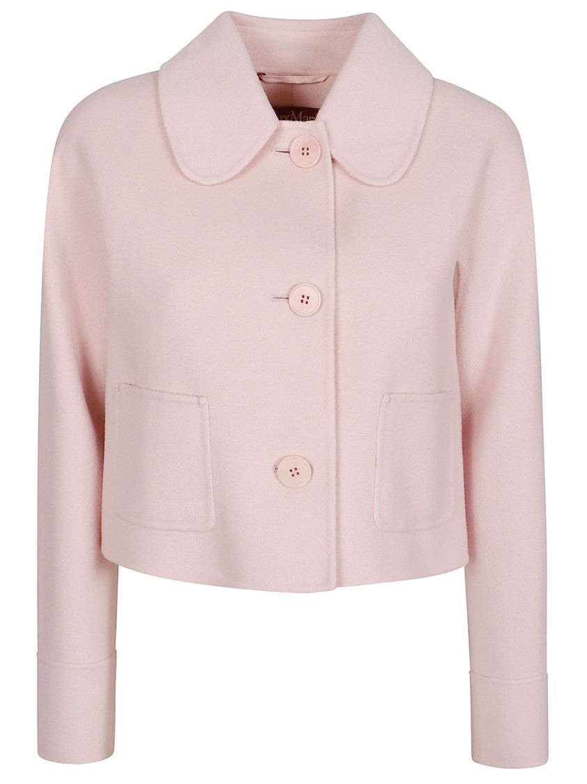 Max Mara Cropped Jacket In Pastel Pink With Button Detail