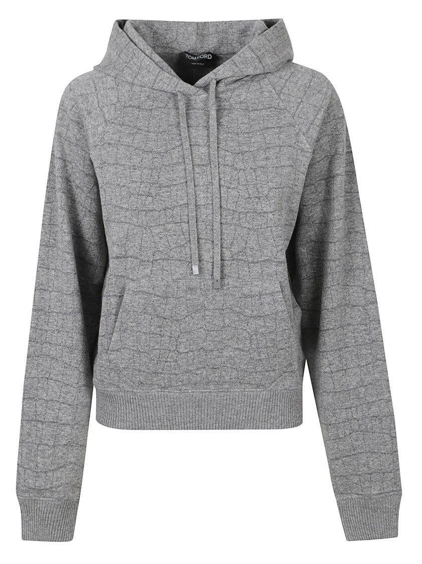 Tom Ford Cropped Knit Sweater With Textured Grid Pattern