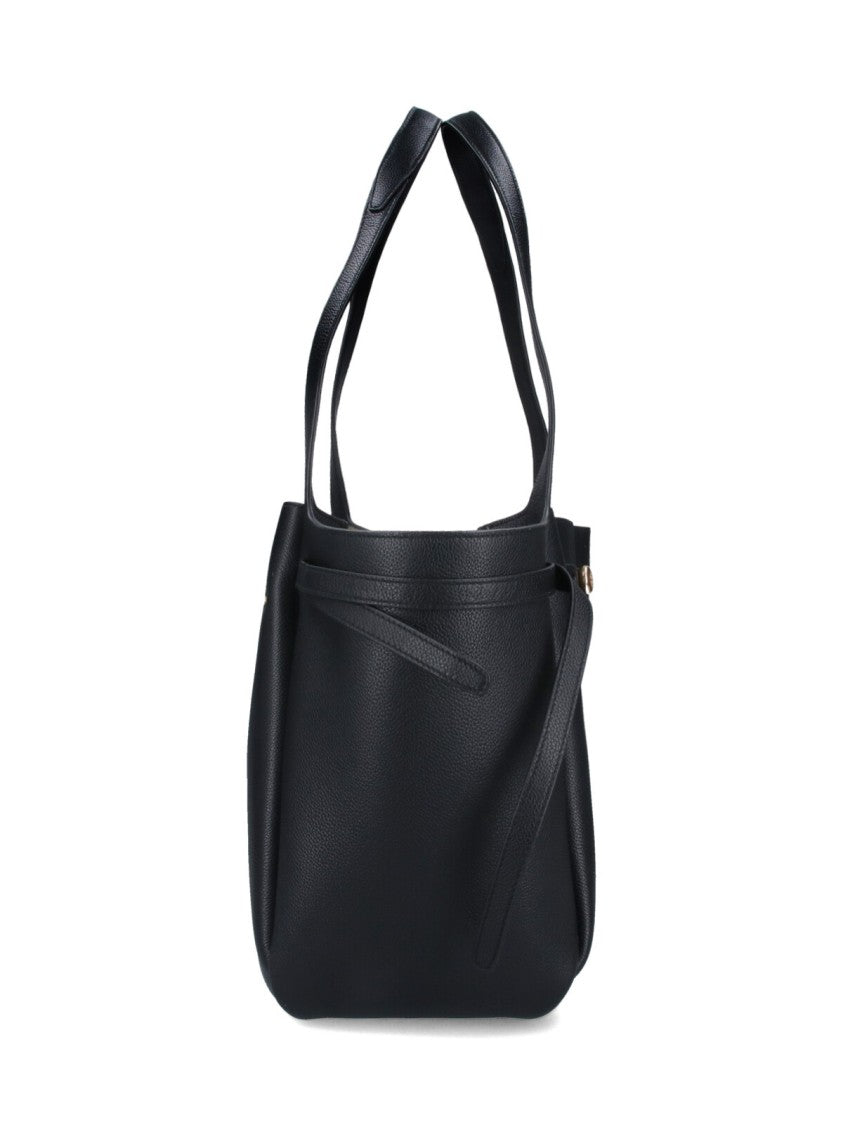 Tory Burch Textured Black Leather Tote Bag