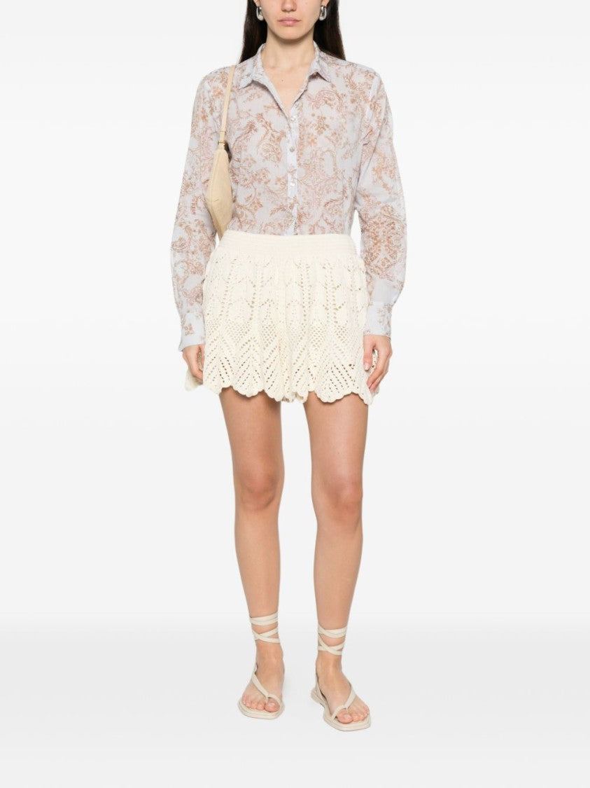 Forte Forte Floral Pattern Cotton Shirt With Classic Collar