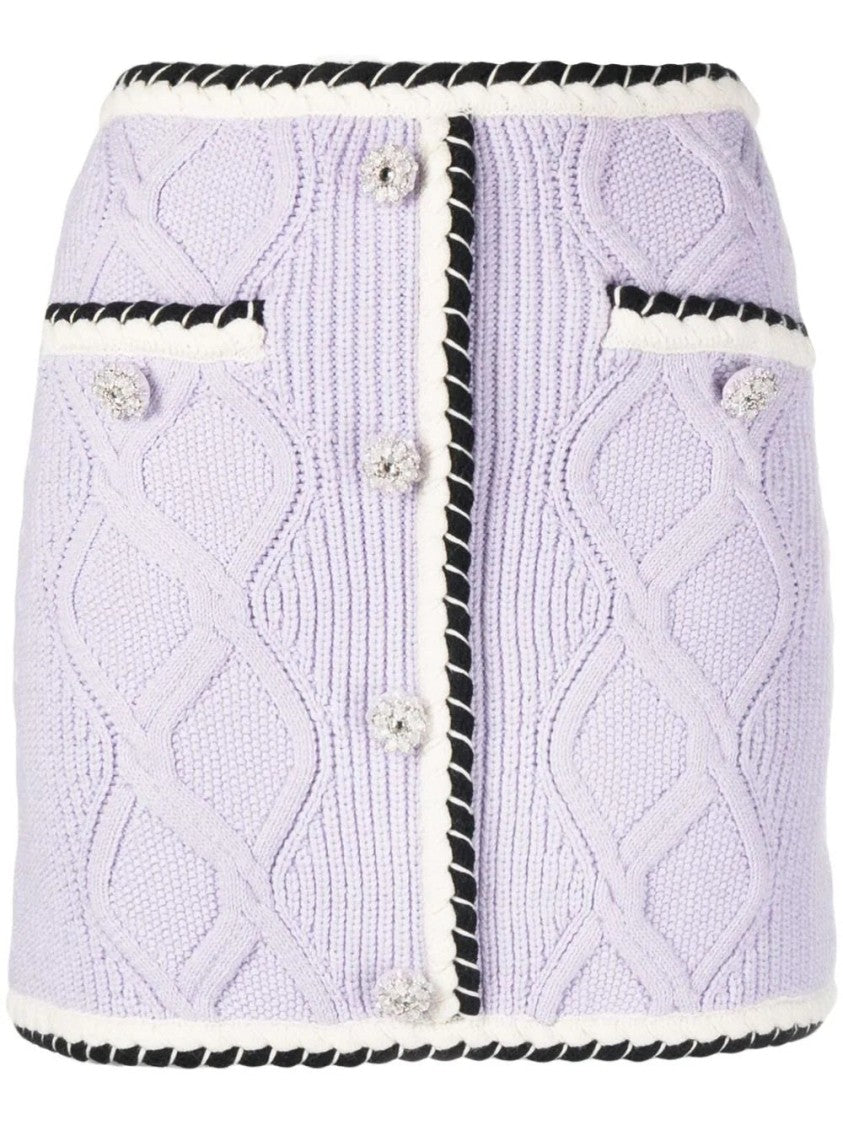 Self-Portrait Lilac Knit Mini Skirt
