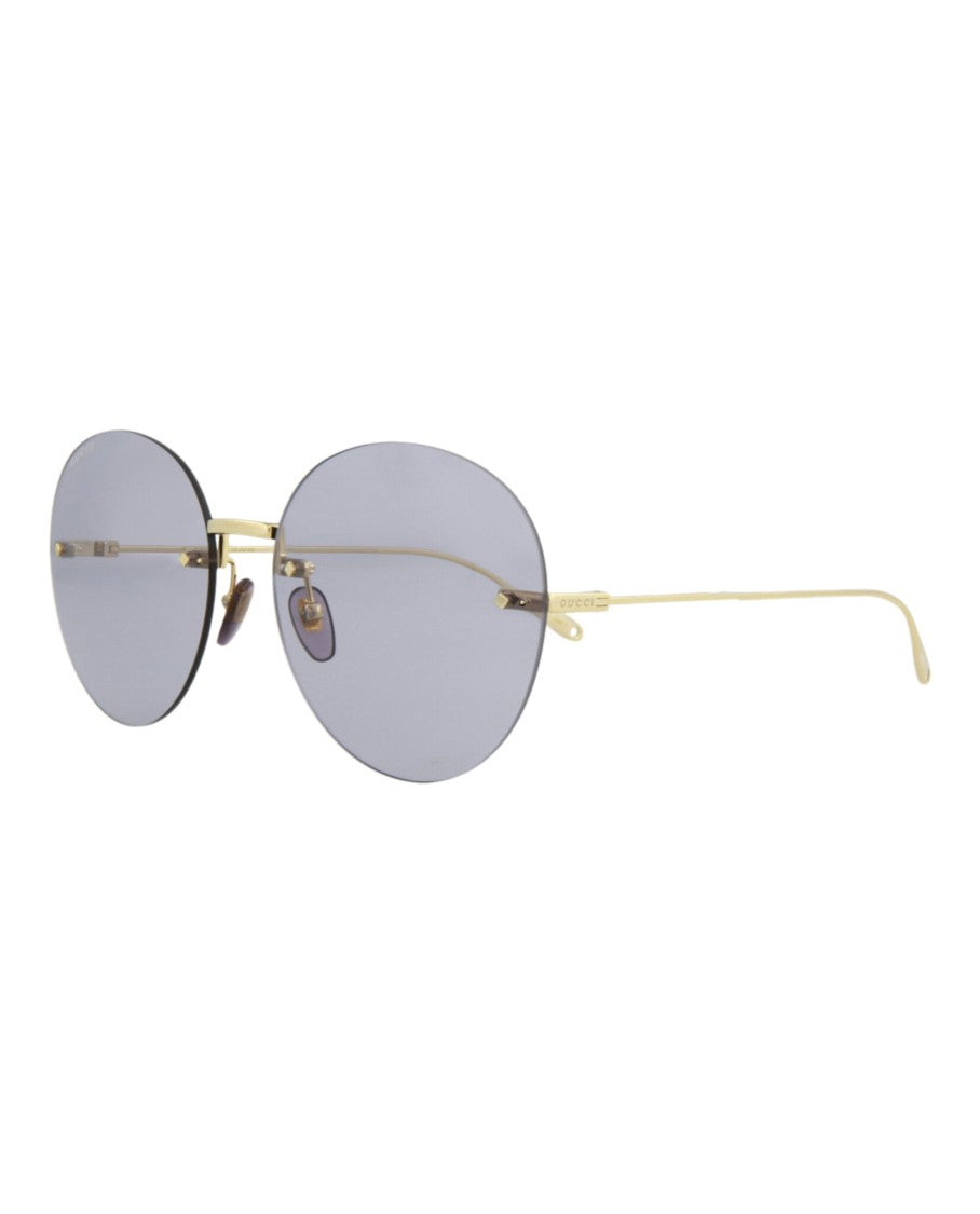 Gucci Rimless Round Metal Sunglasses With Decorative Danglers