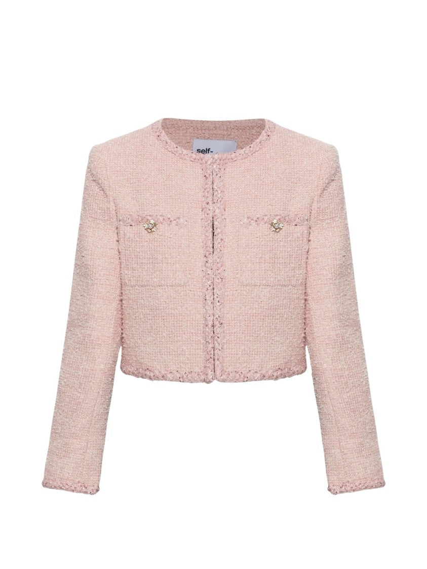 Self-Portrait Pink Cropped Structured Jacket