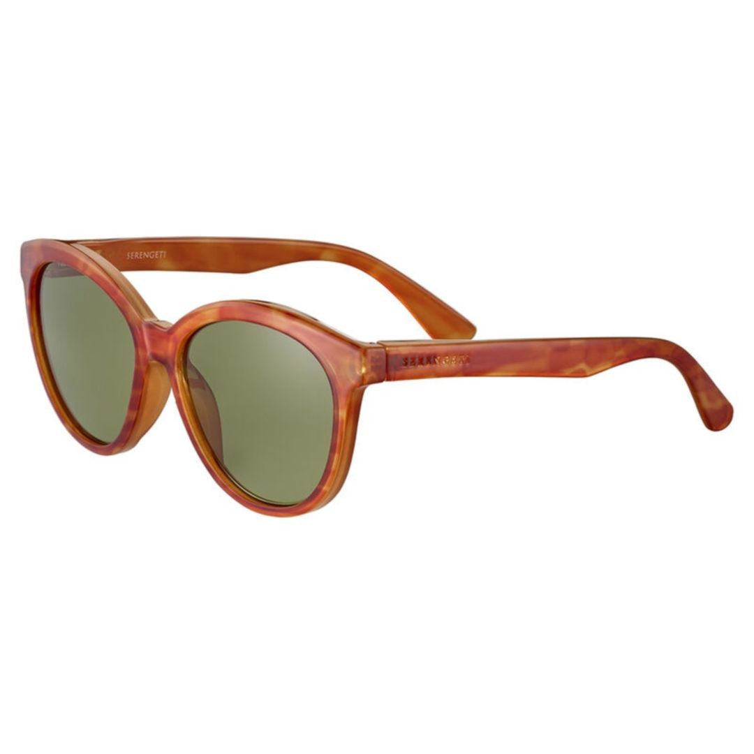 Serengeti Endee Rounded Cat-Eye Tortoiseshell Sunglasses With Green-Tinted Lenses