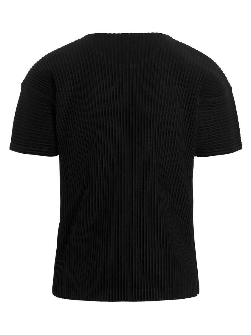 Homme Plissé Issey Miyake Textured Black Pleated T-Shirt