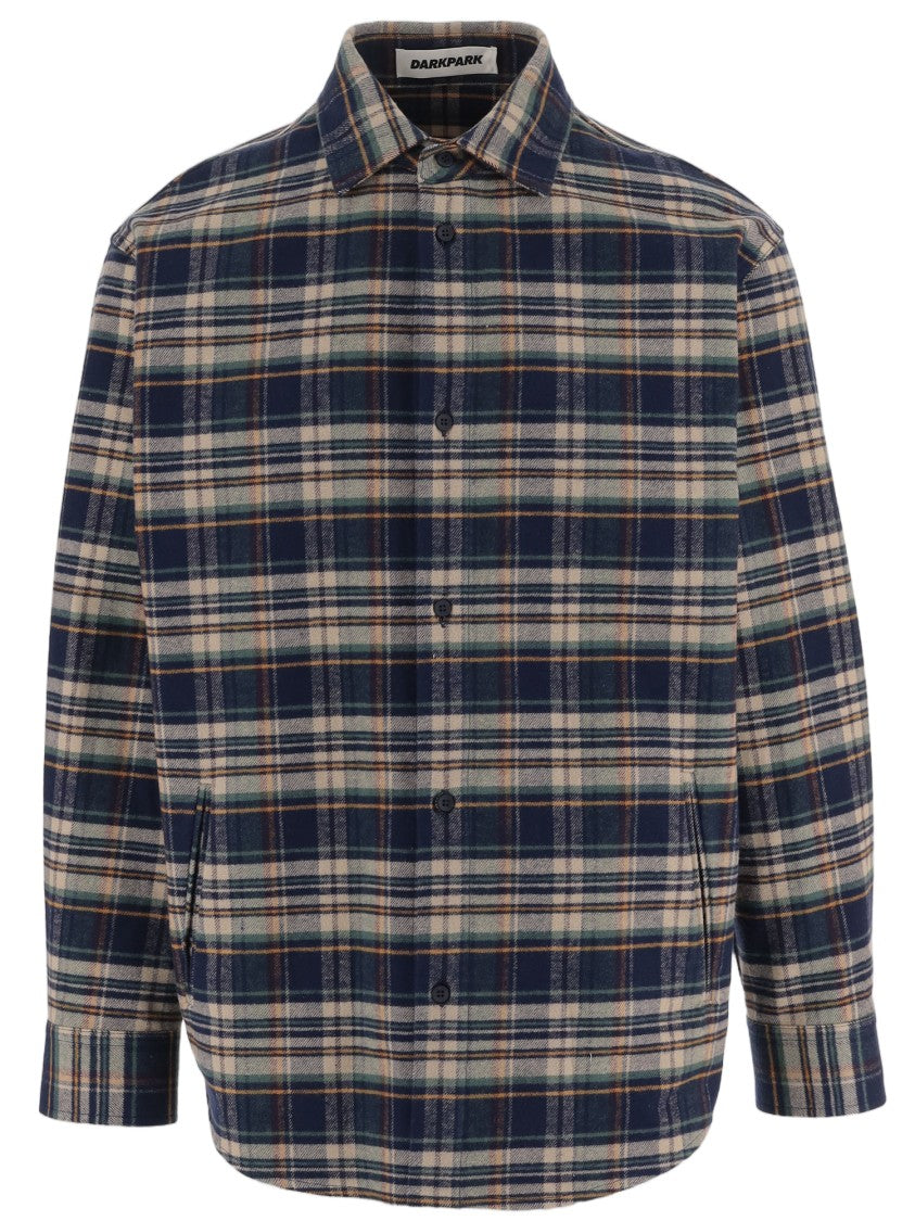 Darkpark Check Pattern Cotton Shirt With Classic Collar And Two Side Pockets