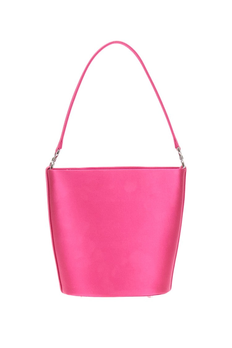 Self-Portrait Bright Pink Satin Bucket Bag