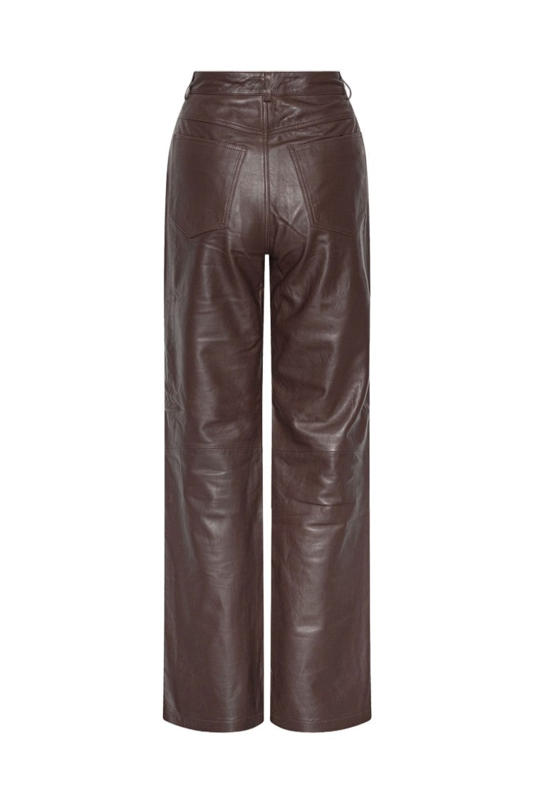 Rotate Brown Structured Cropped Wide-Leg Pants