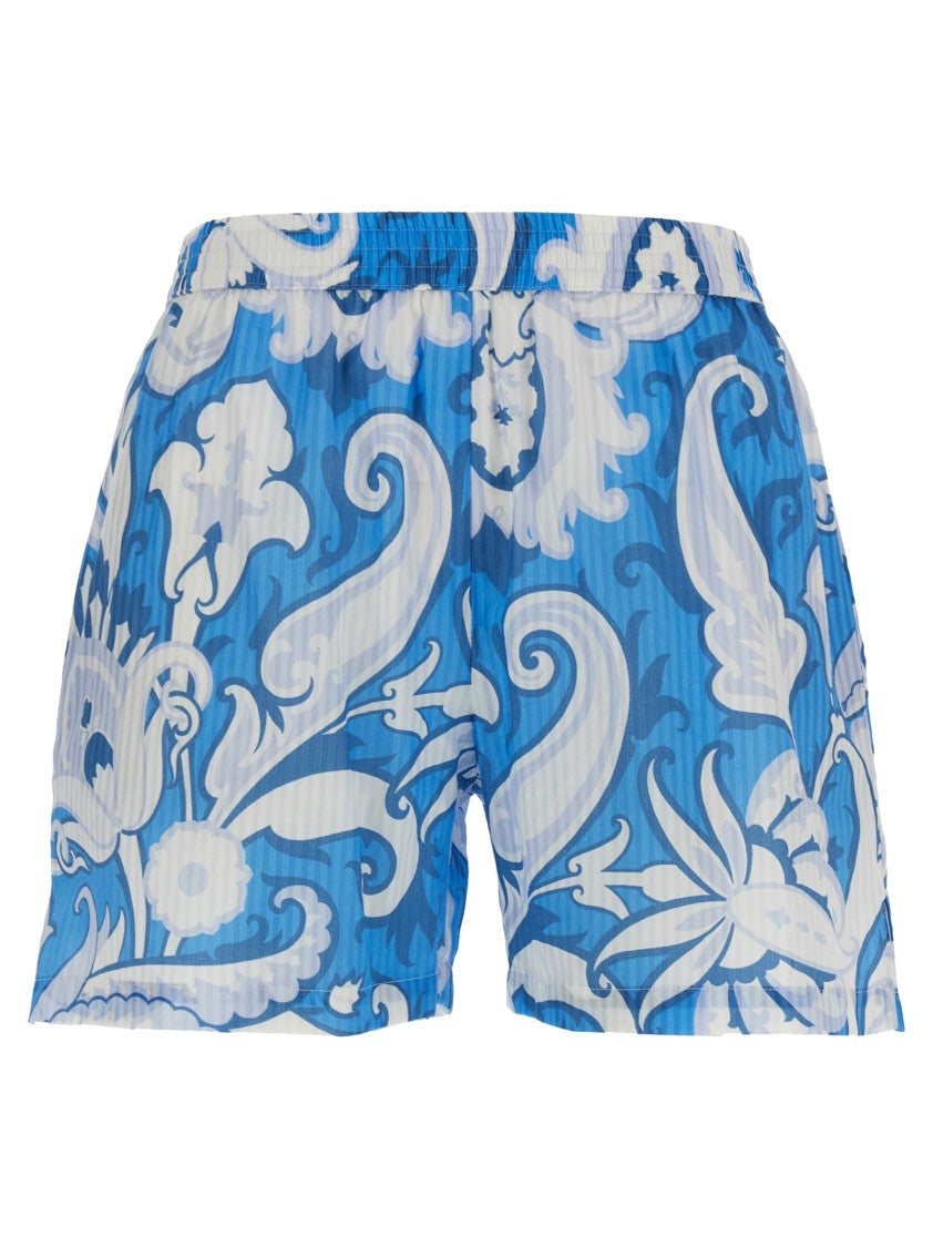 Etro Floral Print Cotton-Silk Blend Shorts