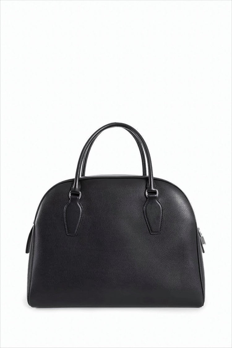 The Row Structured Black Calf Leather Tote Bag
